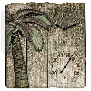 Springfield 91940 Palm Tree Poly Resin Clock and Thermometer