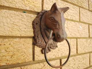 Cast Iron Antique Style Horse Head Door Knocker / Cottage Towel Ring 