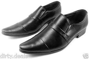 MENS ITALIAN DRESS LOAFERS SLIP ON STYLISH FORMAL CASUAL PARTY BLACK 