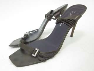 GUNMETAL Brown Leather Ankle Wrap Open Toe Sandals 8.5  