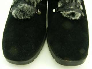 Womens boots black Sporto 11 M heels winter snow suede fur  