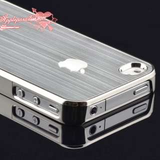   Brushed Metal Aluminum/Chrome Hard Case For Iphone 4 4G 4S Hot  