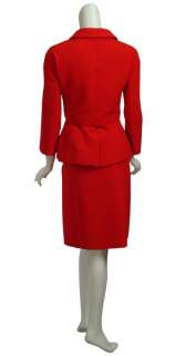 CHRISTIAN DIOR Red Ribbed Jacket Skirt Suit 46 14 NEW  