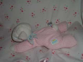   Lamb Baby Pink Knit Asleep Eyes 11 Long Pastel Bow Pink Cheeks Lovey