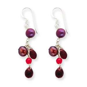   Cherry Quartz Purple Cult. Pearl Earrings   JewelryWeb Jewelry