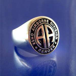 Army 82nd Airborne Ranger Ring   Sterling Silver  