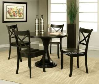 5P Modern Black Round Dining Table and Chair Set AM17165 Kitchen 