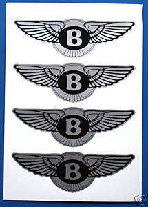 Bentley logo style silver stickers decals x4  