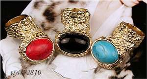 Korean fashion Delicate Gold Tone Big stones Ring，Sz6/R20  