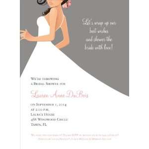  Bridal Side Grey Brunette Bridal Shower Invitation