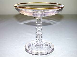 Antique Elegant Depression Glass Compote With Gold Trim  