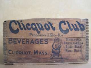 Vintage Clicquot club wood box country store display  