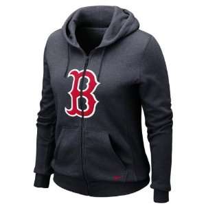   Red Sox Womens Nike Heather Black Seasonal Full Zip Hooded Sweatshirt