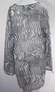   Black White Printed Swimsuit Cover Up Tunic S Small NWT $88 NEW  