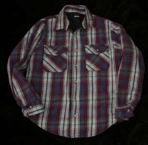 Vtg Deerskin Plaid Flannel Quilted Shirt Jacket Men M  