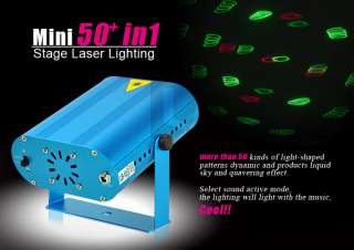 Model Mini 50 in1 Green Red 8 LED DJ Laser Lighting Disco Party KTV 