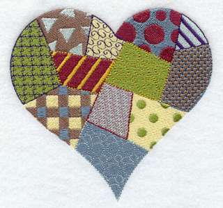 PATCHWORK HEART LARGE  MACHINE EMBROIDERED QUILT BLOCK  