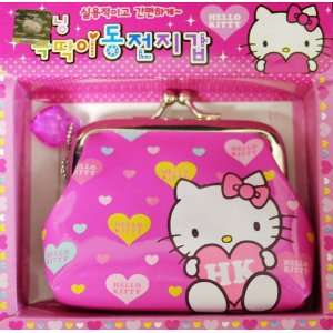  Pink Hello Kitty Clutch Wallet Coin Purse w/ Heart Design 