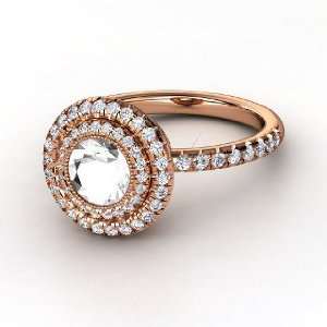  Ring, Round Rock Crystal 14K Rose Gold Ring with Diamond Jewelry