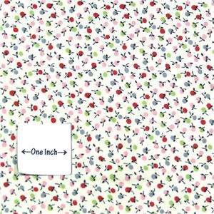   Lovely Ivory, Red, Pink, & Green Floral Calico By the Yard  