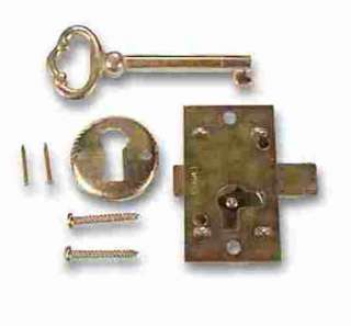 1B BRASS PLATED STEEL Flush Mount Cabinet Door Lock & Skeleton Key 