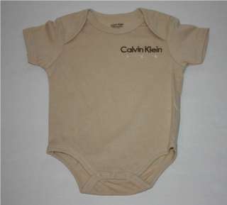 NWT Calvin Klein Baby Boy Set 4 Bodysuites Blue Beige Stars Stripes 3 