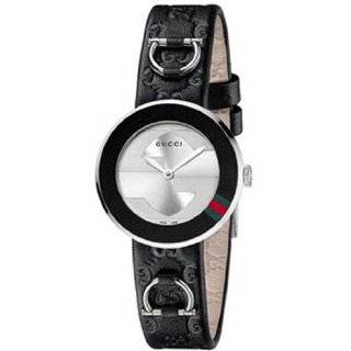 Womens Stainless Steel Dress Silver Tone Dial Black Leather Strap
