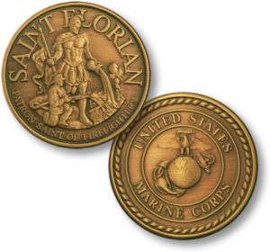 ST FLORIAN PATRON SAINT FIREFIGHTERS / USMC COIN/MEDAL  