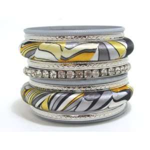  Silver Tone and Mosaic Bangles with Accents True Fashion 