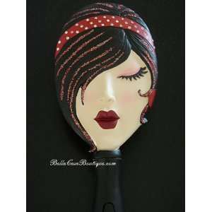  Beautiful Jeweled Hairbrush with Face Jeweled Red Headband 