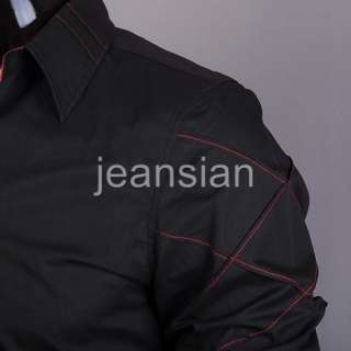 VVW Mens Designer Slim Casual Shirt Stylish Dress Top Black S M L XL 