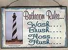 LIGHTHOUSE BATHROOM RULES BATH DECOR WALL SIGN NAUTICAL BEACH PLAQUE