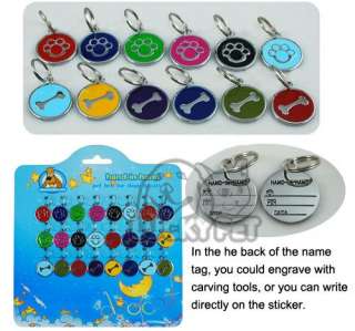 Stainless steel PET ID TAGS ENGRAVED DOG CAT COLLAR CHARMS choose 