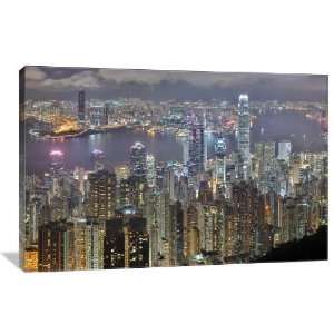  Hong Kong Night Skyline   Gallery Wrapped Canvas   Museum 