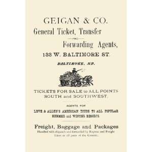 Geigan & Co. General Ticket Transfer & Forwarding Agents 12x18 Giclee 