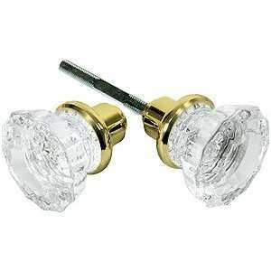 Glass Door Knobs. Pair of Fluted Glass Doorknobs With Solid Brass 
