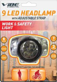   9LED Headlamp with Adjustable Head Strap   Work & Safety Light  