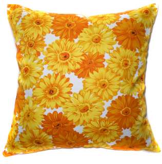 EA45 Yellow Orange Flower Aster Linen Cushion/Pillow/Throw Cover 