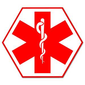 Medical Alert Symbol EMS EMT medics sticker 4 x 5  