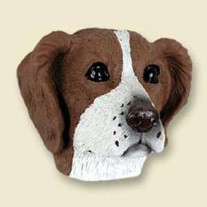  Brittany, Brown/White Dog Head Magnet (2 in)
