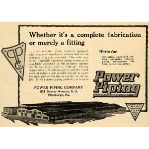 1924 Ad Power Piping Co Plant Fitting Valves Pittsburgh   Original 