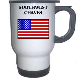 US Flag   Southwest Chaves, New Mexico (NM) White Stainless Steel Mug