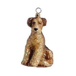  Airedale Terrier Blown Glass Christmas Ornament