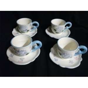   Set of 4 Tea Cups & Saucers by Burton & Burton 