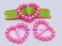 100 pieces of pearl heart buckle/ribbon slider in at least 20 mixed 