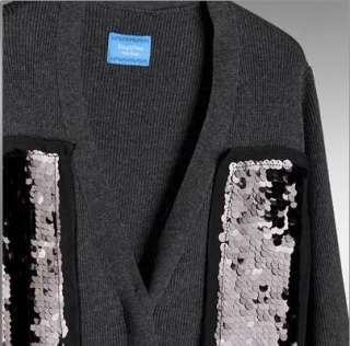 Simply VERA WANG Sequin Cardigan Sweater Gray S *NWT  