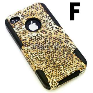   iPhone 4 4S Leopard Zebra Stripe Hard Rubber 2in1 Hybrid Case Cover