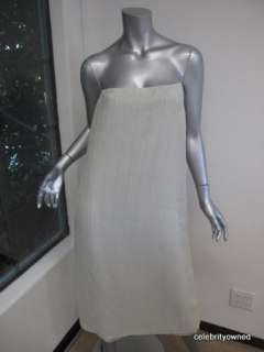 NWT Donna Karen Sea Foam Green 100% Silk Beaded Slip Dress 10 $620 