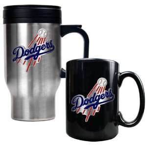 Los Angeles Dodgers MLB Stainless Steel Travel Mug & Black Ceramic Mug 