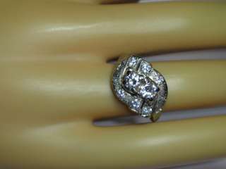ART DECO 1930S RETRO ANTIQUE 14K WHITE GOLD 1ct DIAMOND RING UNIQUE 